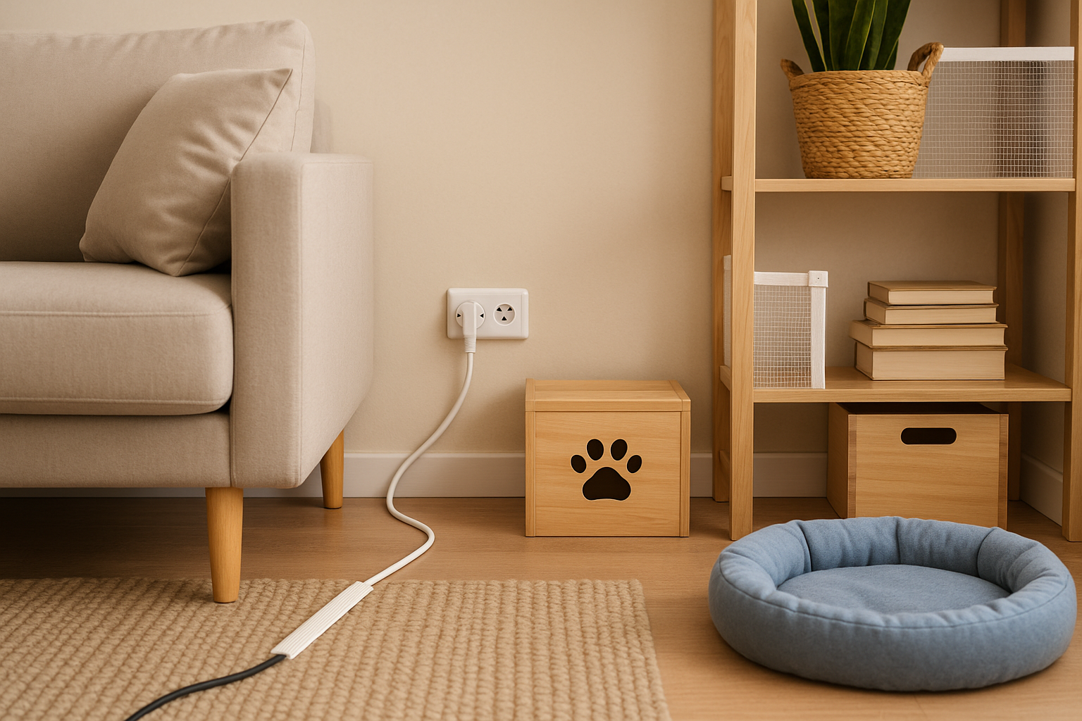 전선이 길게 늘어져 있는 거실 이미지