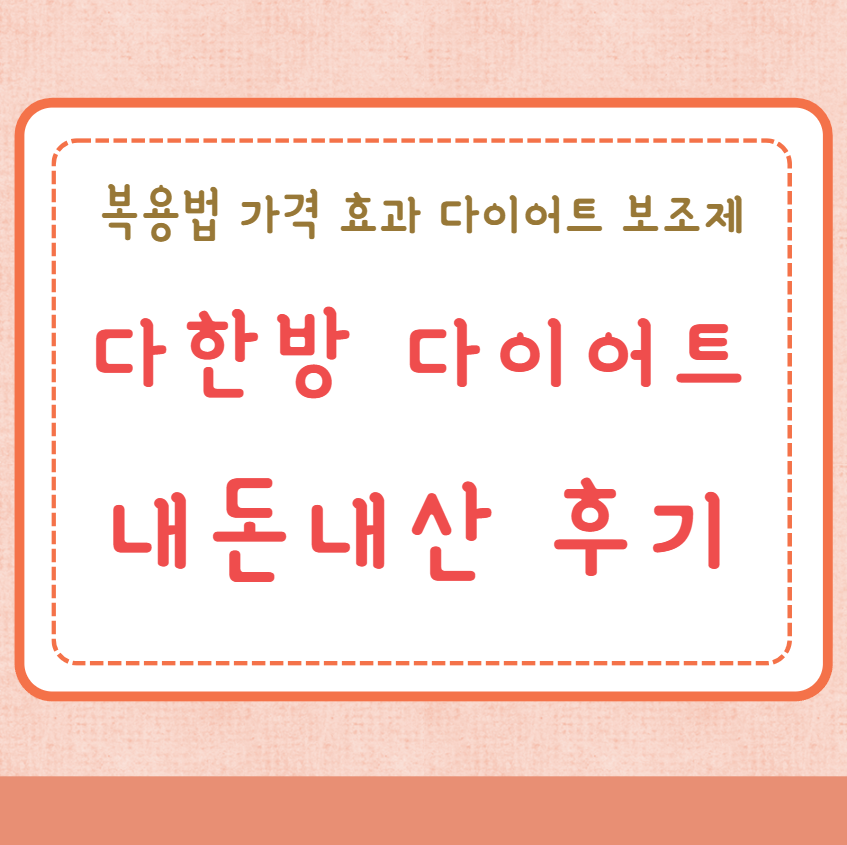 다한방 다이어트 내돈내산 후기