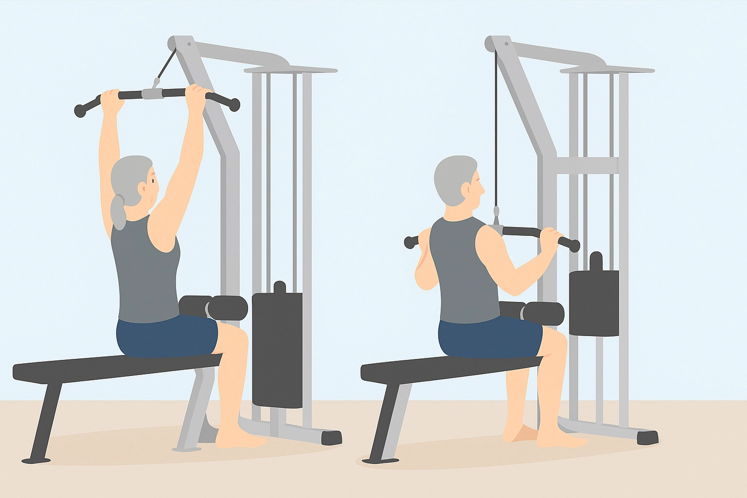 랫풀다운 하는 모습