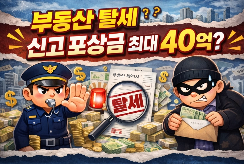 부동산 탈세 신고 포상금 최대 40억? 2026년 국세청 신고 방법 및 주요 사례