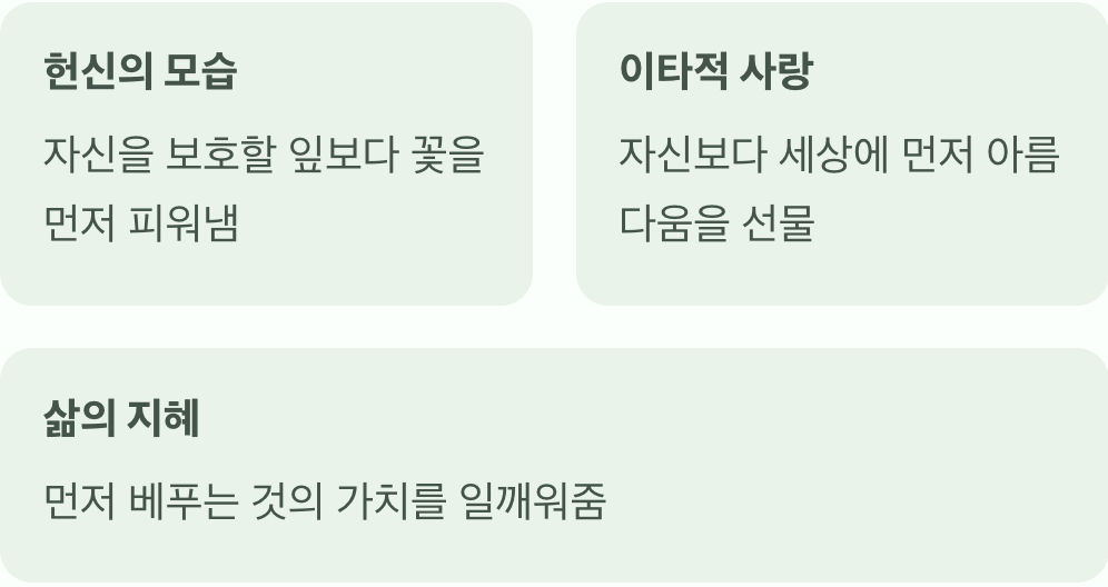 잎보다 먼저 피어나는 헌신