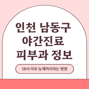 인천 남동구 야간진료 피부과 병원 (18시 이후 늦게까지하는 병원)