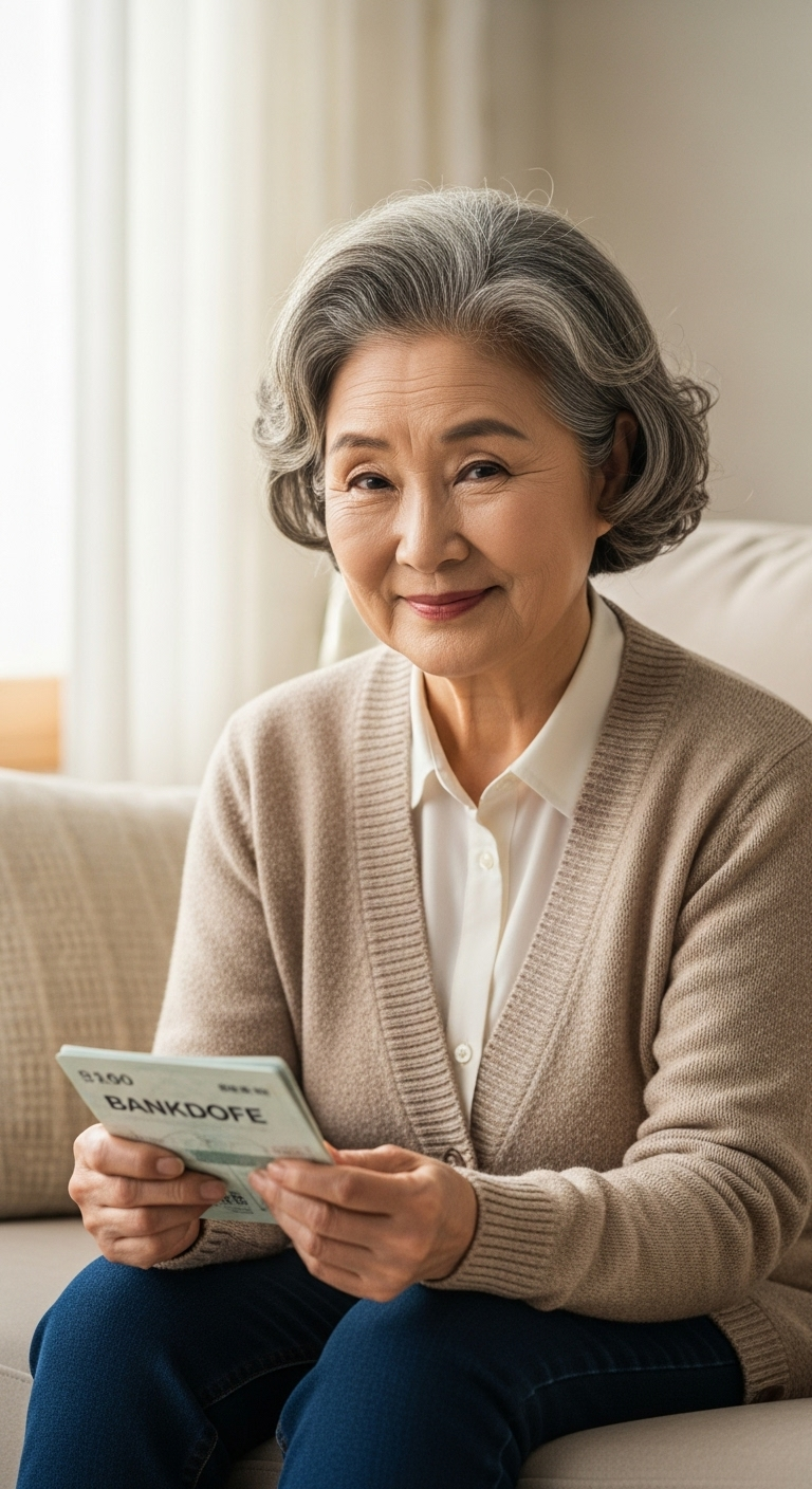 통장의 잔액을 보면서 흐뭇한 시니어