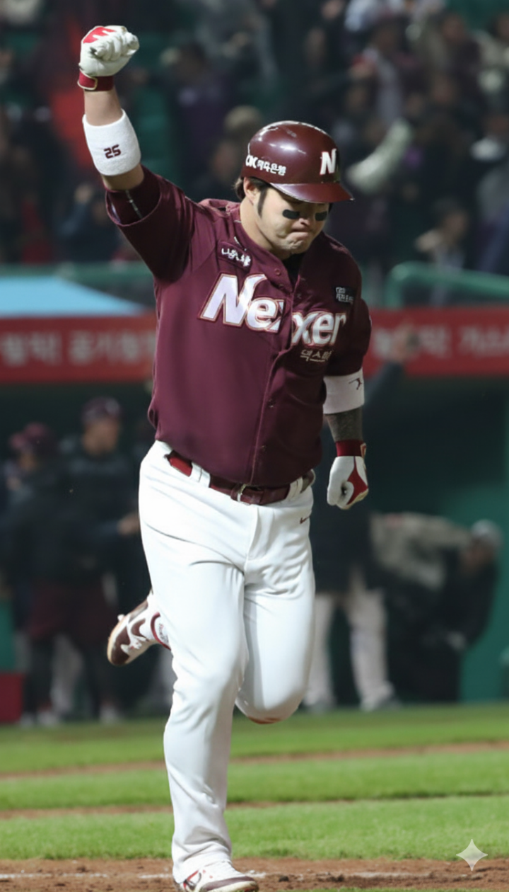 박병호 선수가 홈런을 치고 베이스를 도는 모습