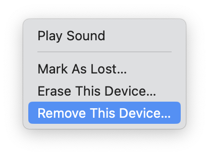 기기 제거 메뉴