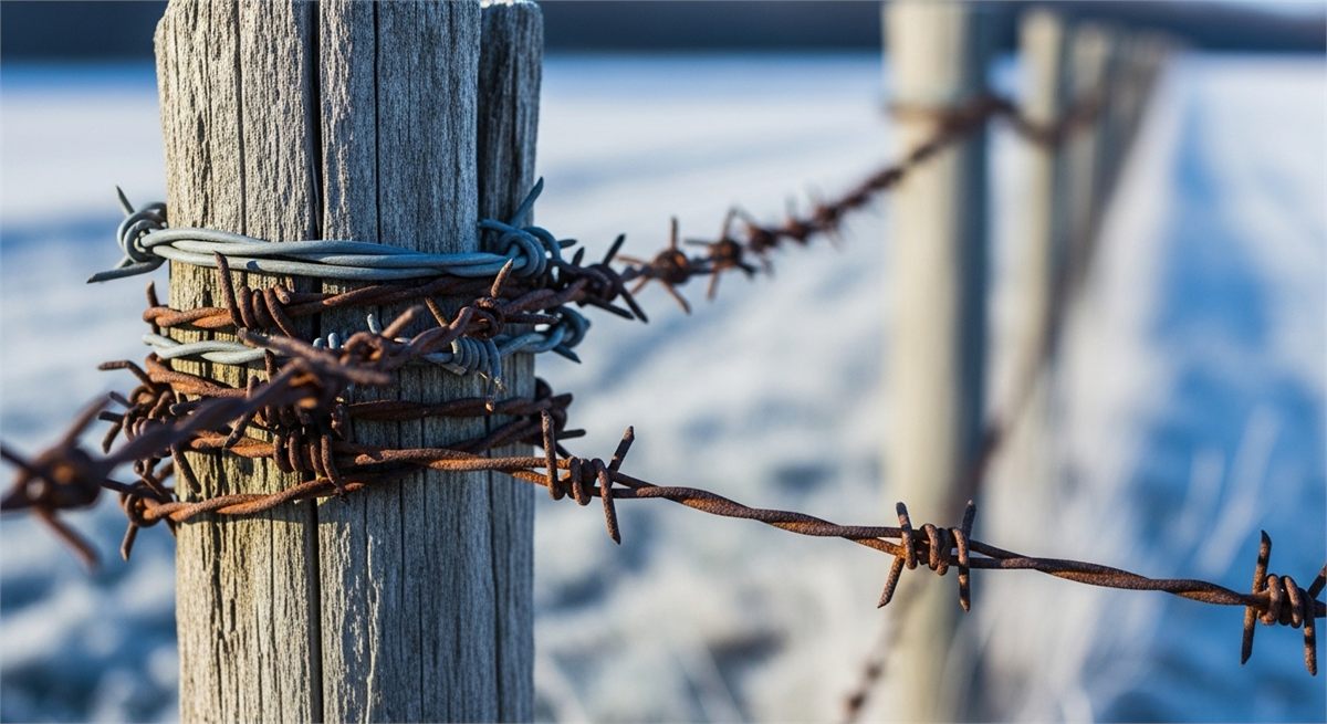 차가운 분위기의 철조망 디테일 장면