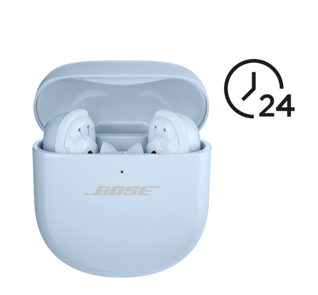 보스 QC 울트라 이어버드 최대 사용 시간: 24시간 사진 표현