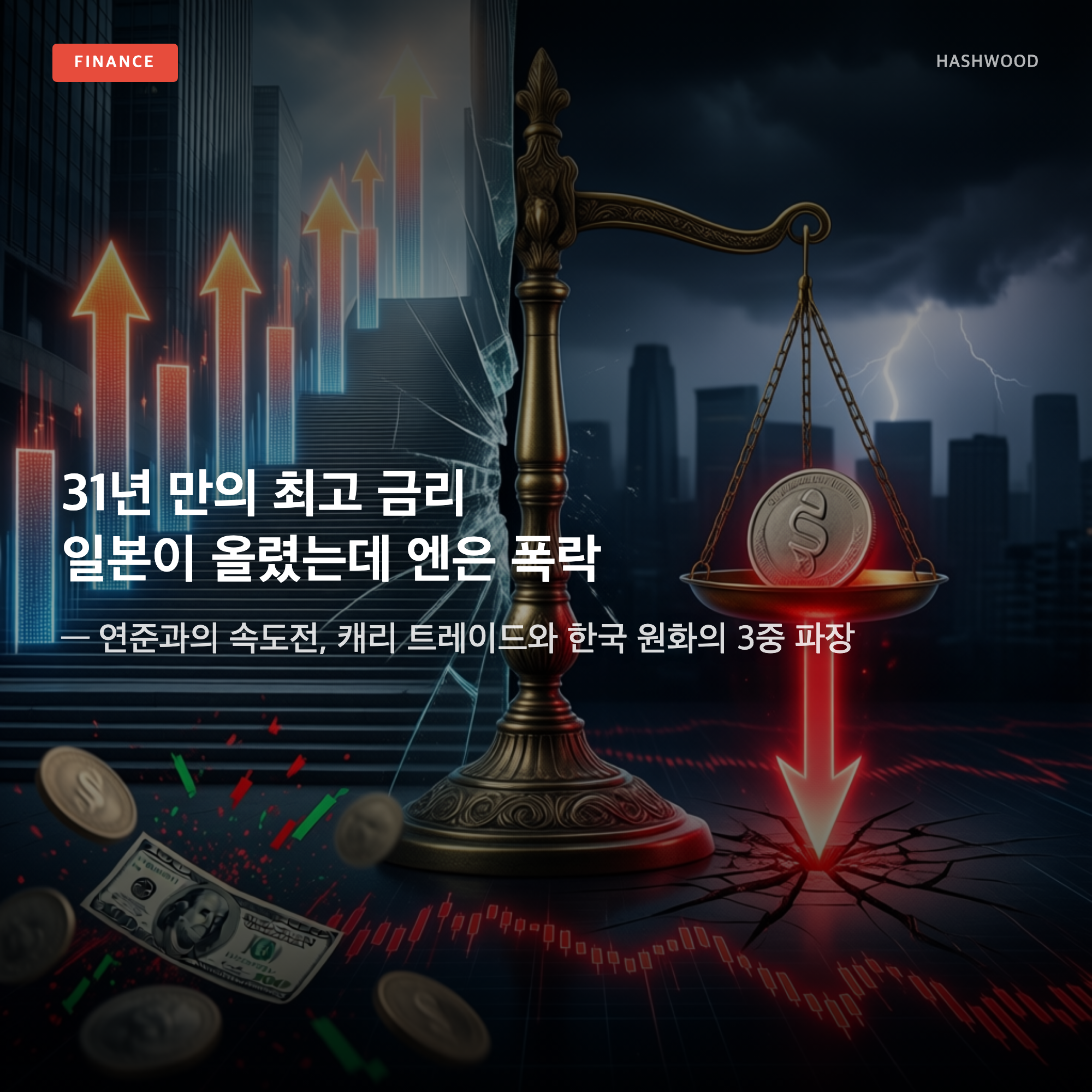 그림: 31년 만의 최고 금리, 엔은 폭락 — — 연준과의 속도전과 한국 원화의 3중 파장