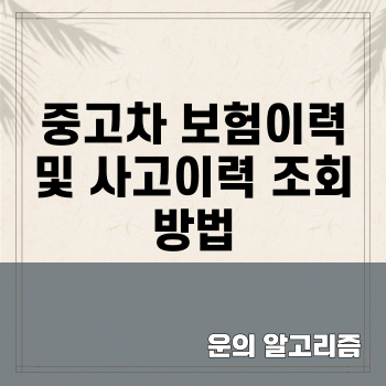 중고차 보험이력 및 사고이력 조회 방법