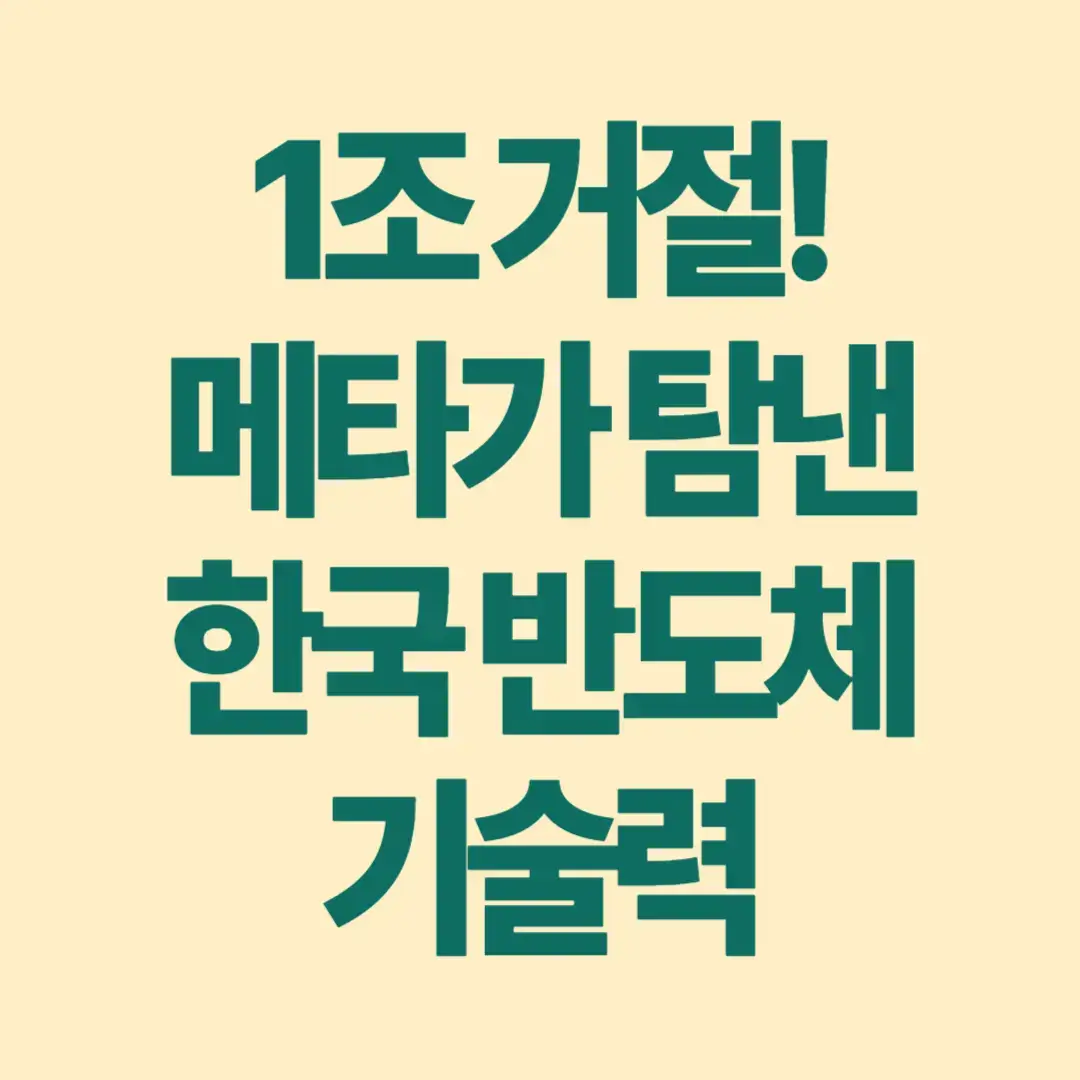 1조 거절! 메타가 탐낸 한국 반도체 기술력 썸네일 이미지