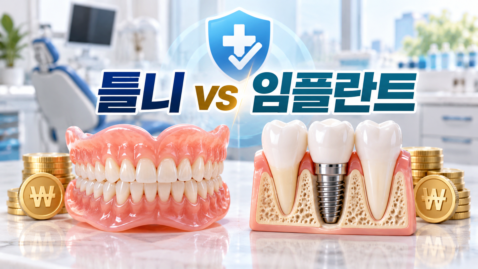 부모님 치아 치료 전 필독! 건강보험 틀니 vs 임플란트 지원 자격 및 비용 비교
