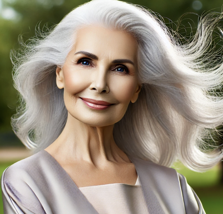 모발 상태가 좋은 고령의 여성