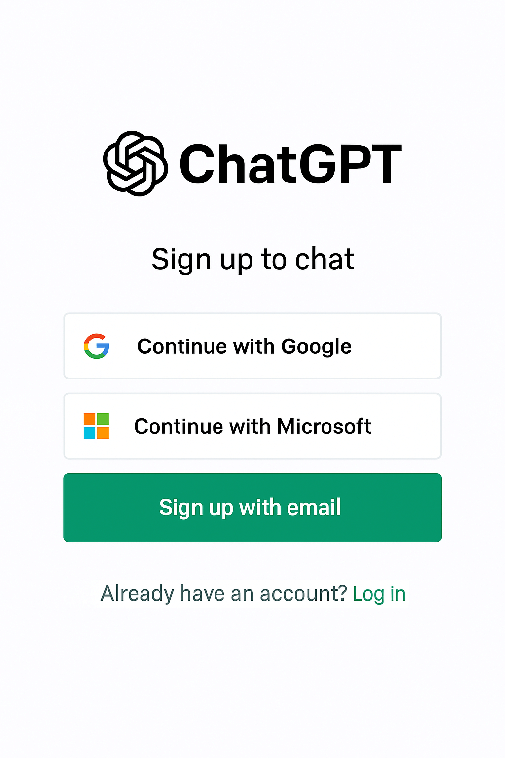 챗GPT 설치 및 로그인 화면