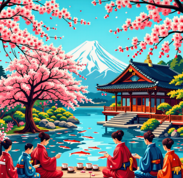 일본문화체험하는 사진