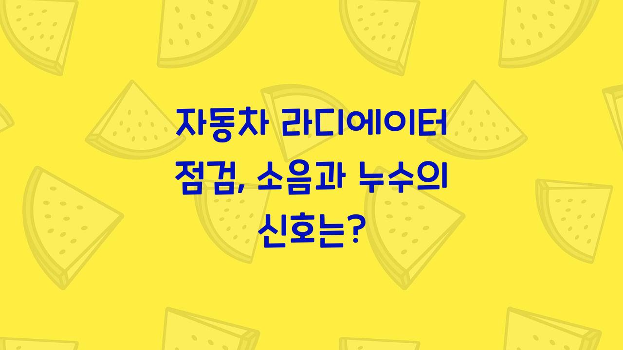 자동차 라디에이터