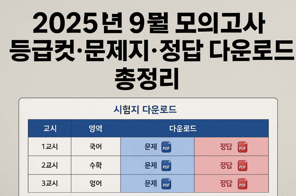 2025년 9월 모의고사 등급컷