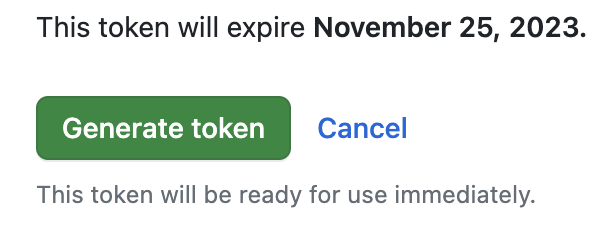 Generate token button