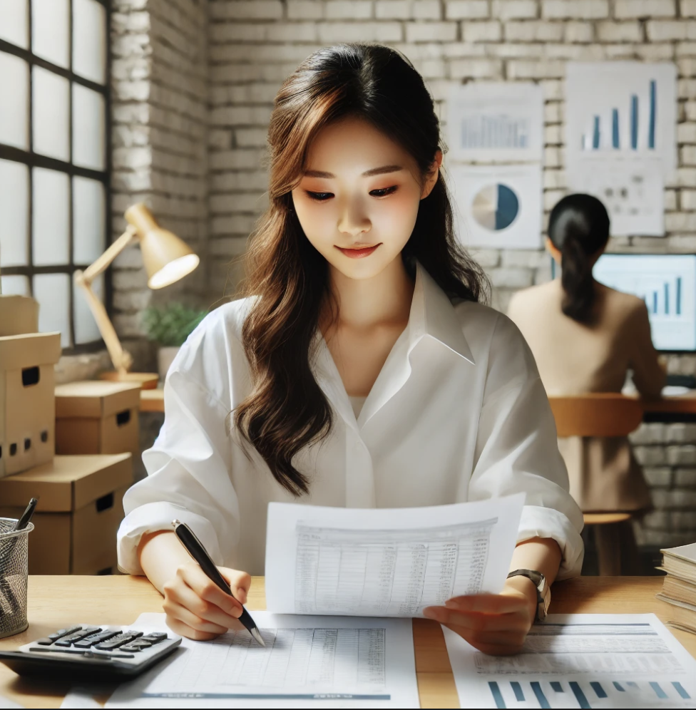 세금문서를 검토하며 세금계획을 세우는 모습