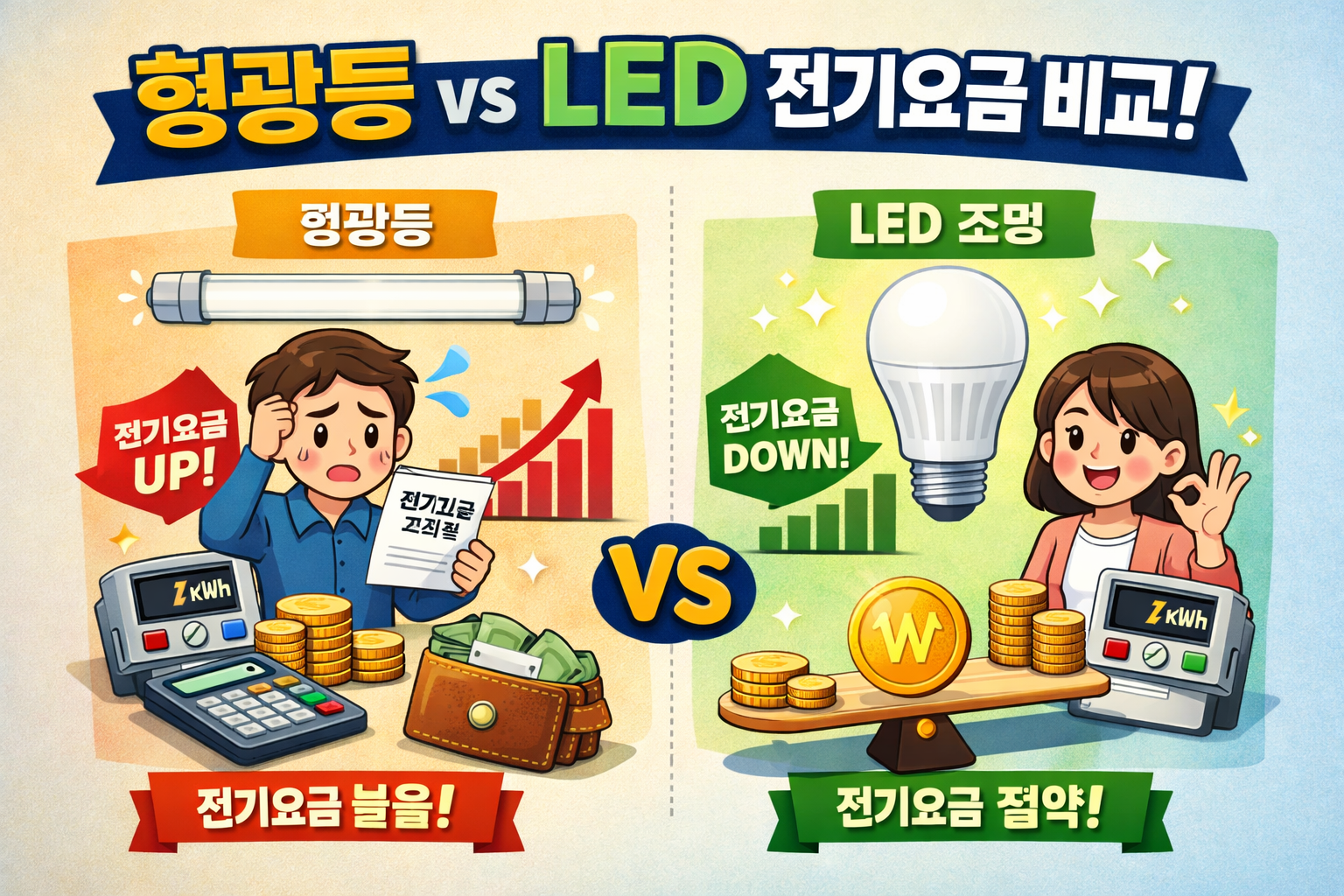 형광등 vs LED 전기요금 비교