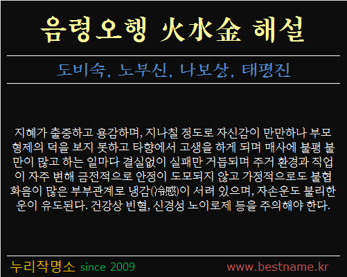 음령오행-화수금-해설