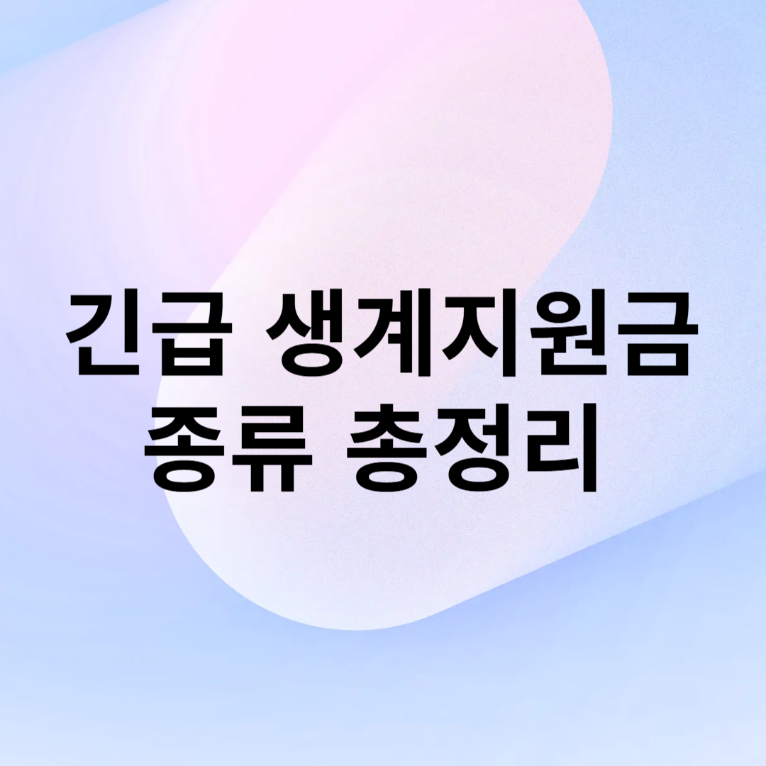 긴급 생계지원금 종류 총정리