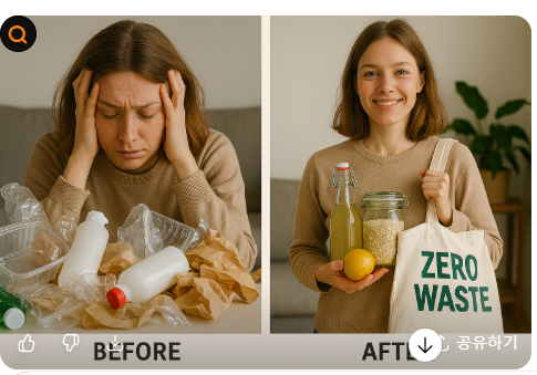제로웨이스트 실천 전후 비교사진