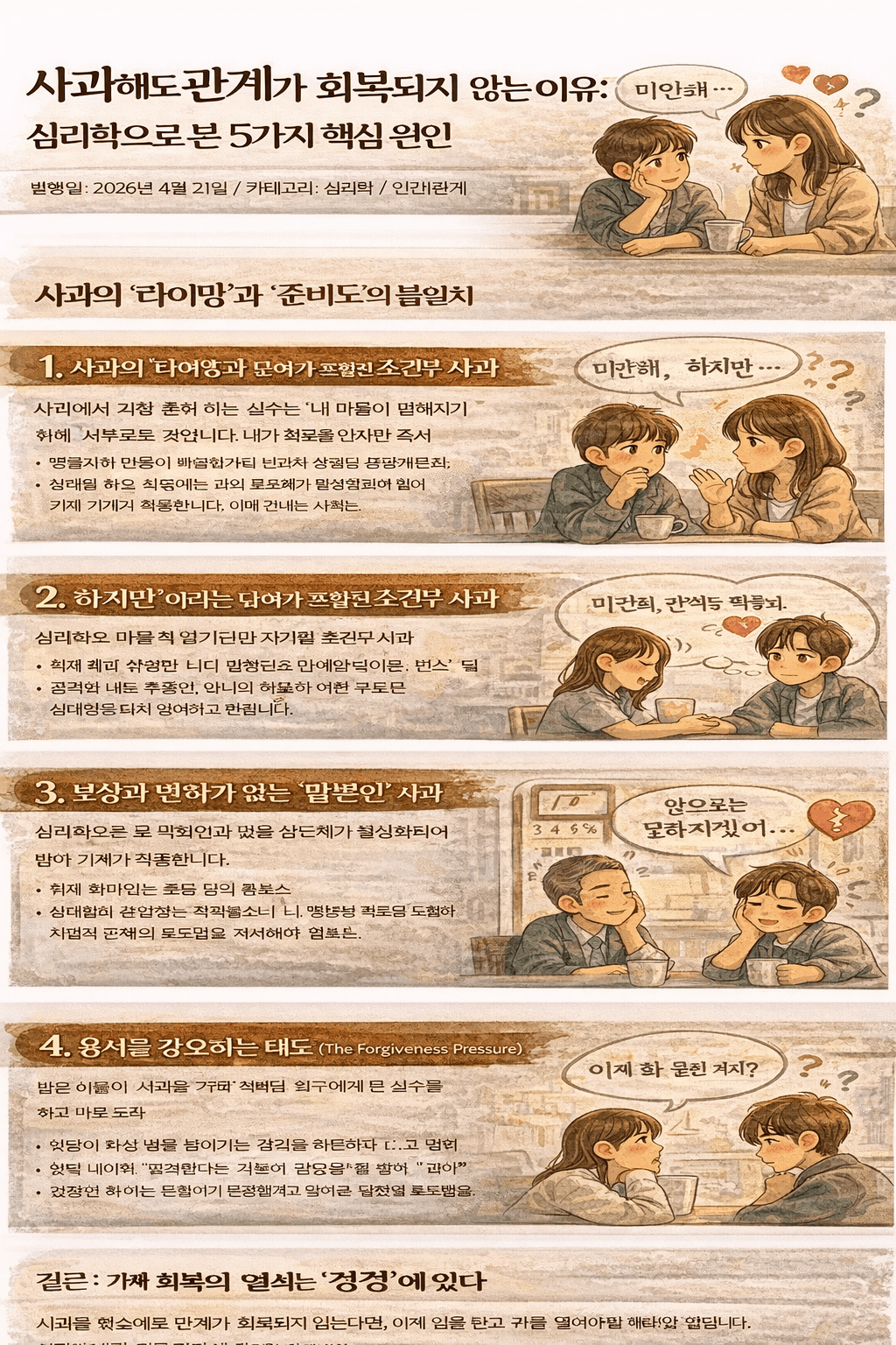 사과했는데도 관계가 안 풀리는 이유: 심리학이 밝힌 5가지 결정적 원인