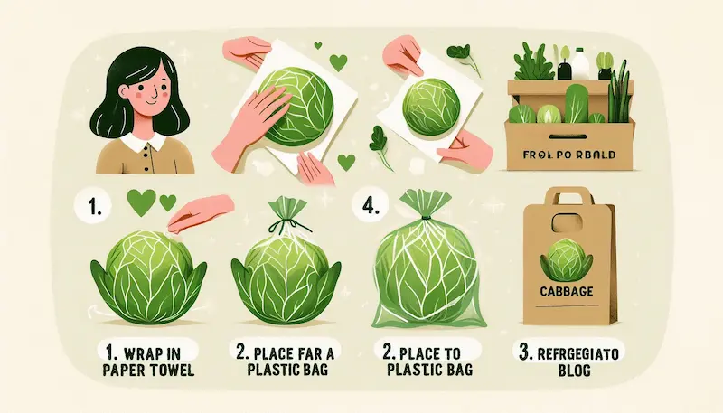 양배추 보관법을 순서대로 나열한 이미지