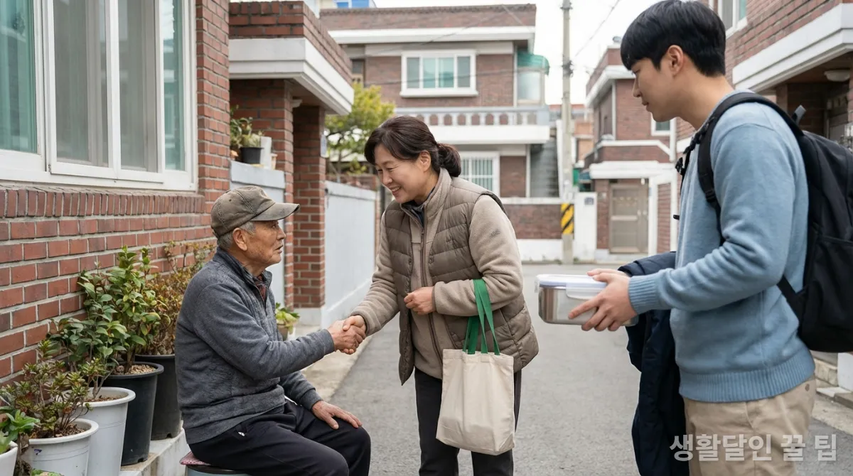 사회복지사가 취약계층 노인을 돕는 모습