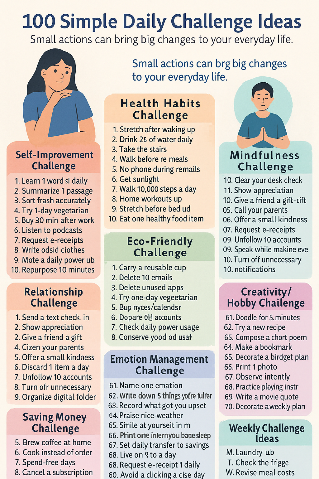 일상 속 작은 챌린지 100가지 아이디어