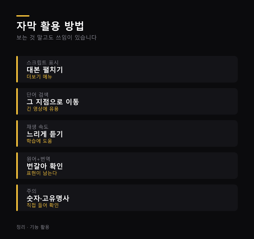 자막 활용 방법