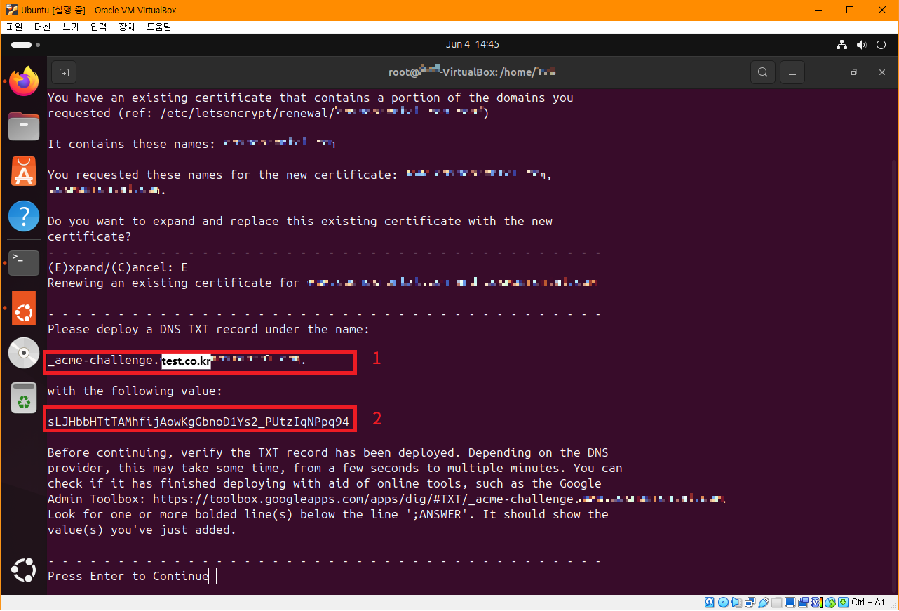 DNS TXT 등록- Ubuntu