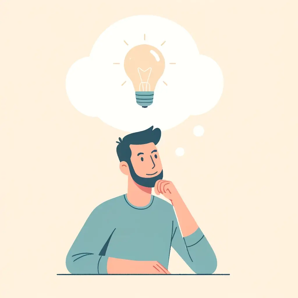 깨달음을 얻고 아이디어를 떠올린 남성의 모습