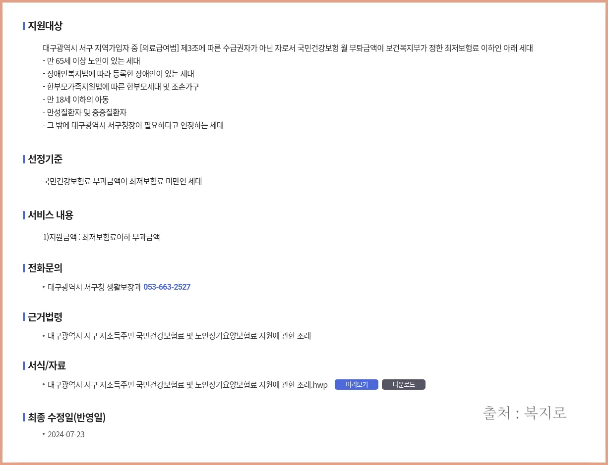 저소득층 건강보험료 지원