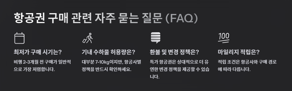 항공권 구매 관련 자주 묻는 질문 (FAQ)