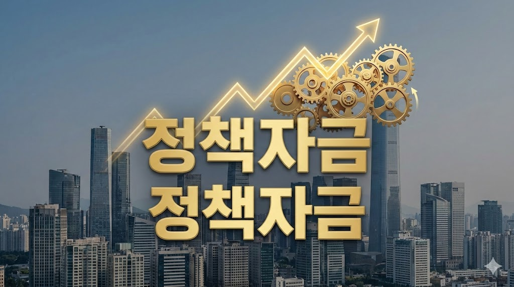 2026년 정책자금 성공 전략을 상징하는 현대적 비즈니스 빌딩과 상승 그래프 이미지