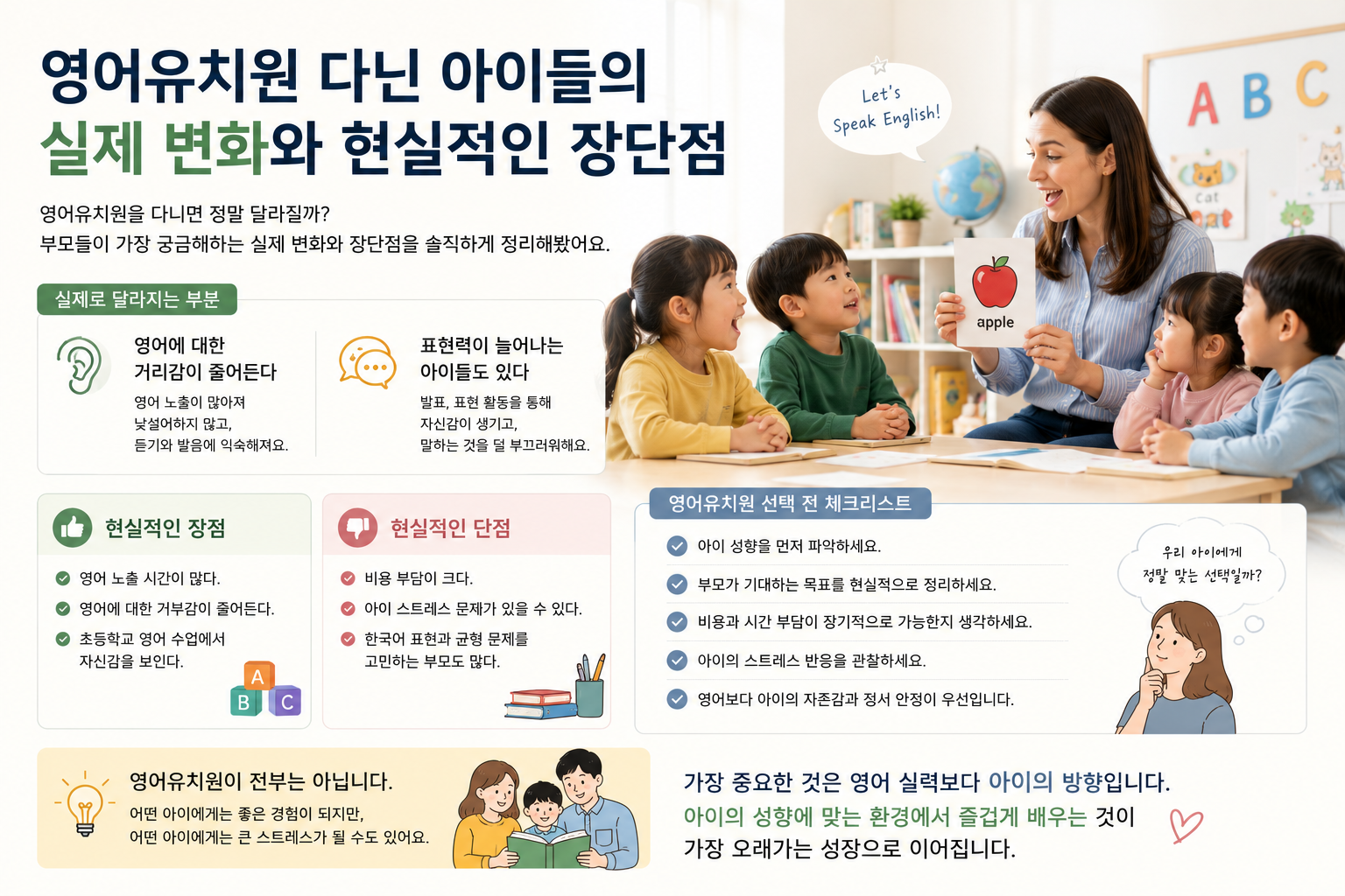 영어로 수업을 하고 있는 아이들과 선생님