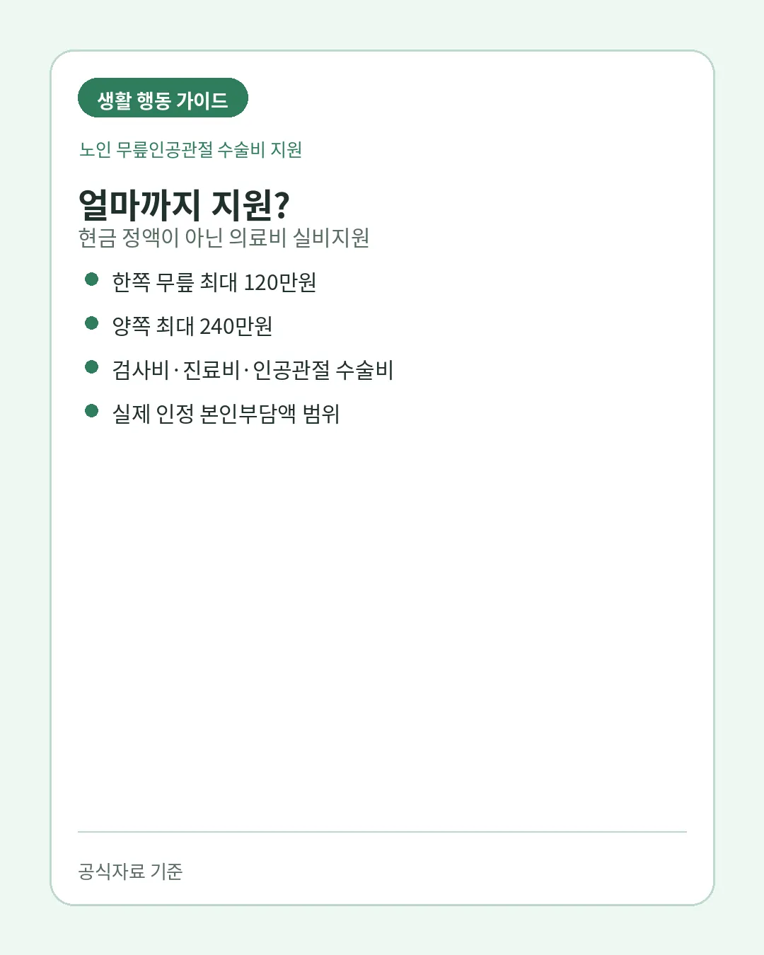 노인 무릎인공관절 수술비 한쪽 양쪽 실비지원 범위