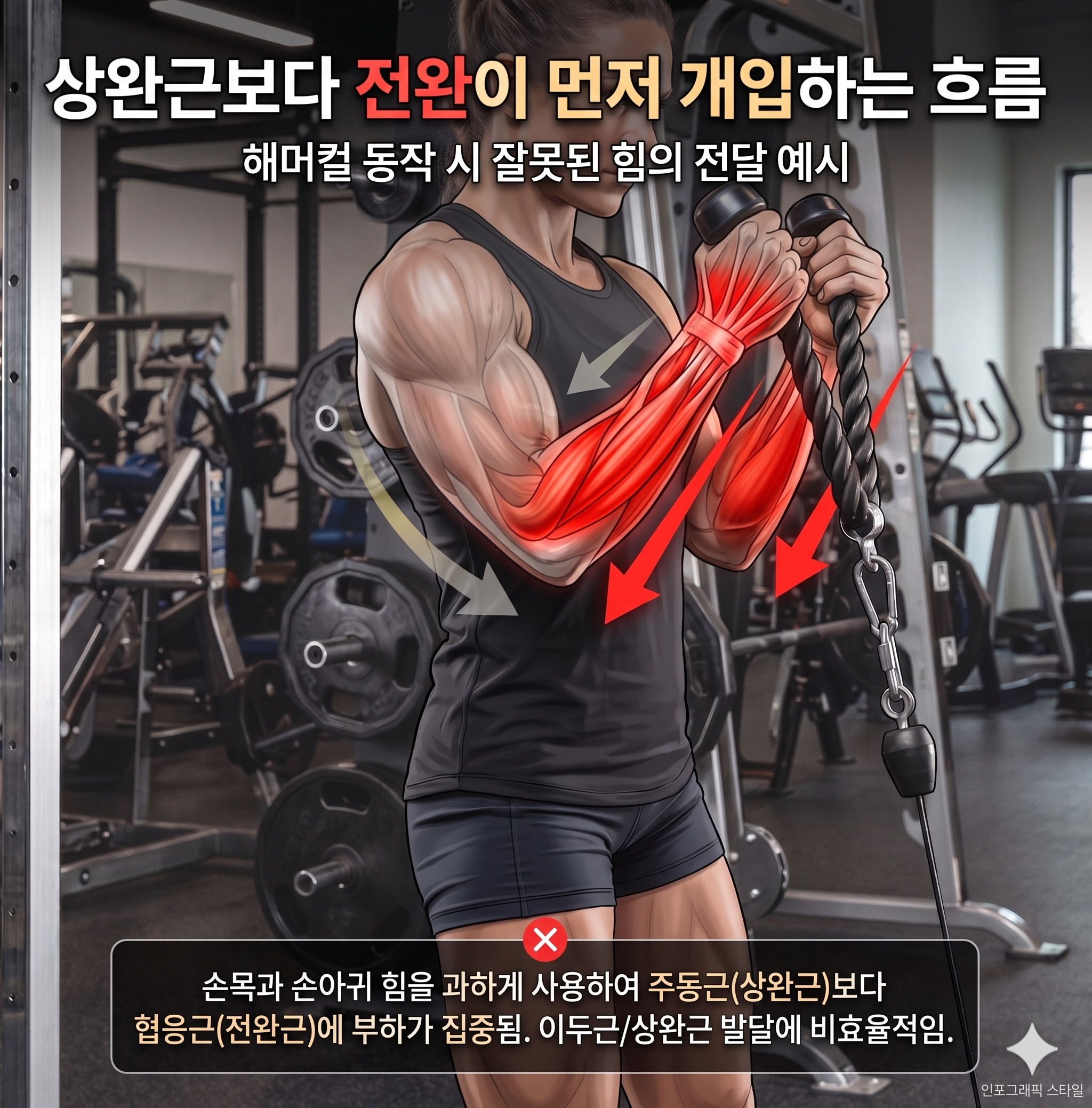 상완근보다 전완이 먼저 개입하는 흐름