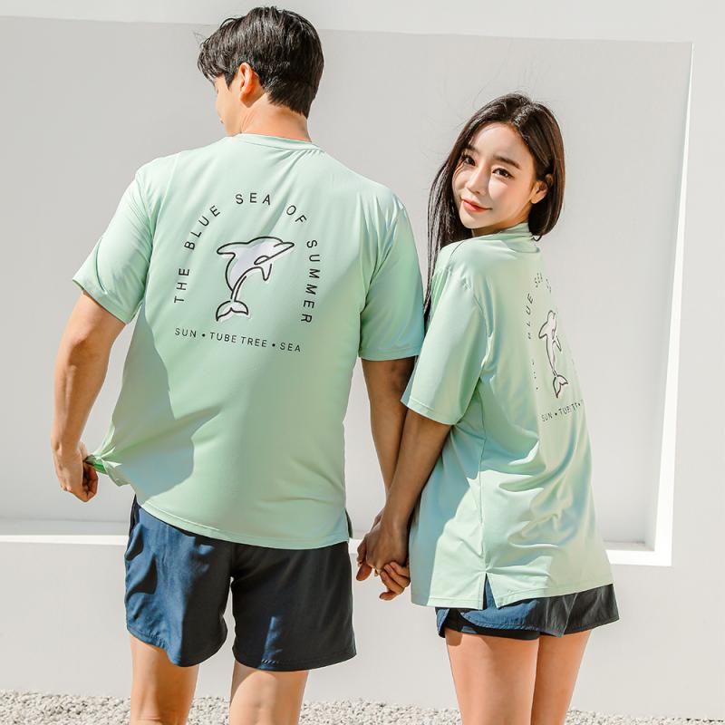 남자 여성 래쉬가드 다이브 반팔 베이직 커플 상의