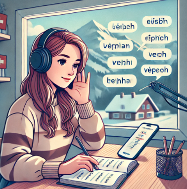 스위스에서 독일어 발음 연습하는 여학생 모습