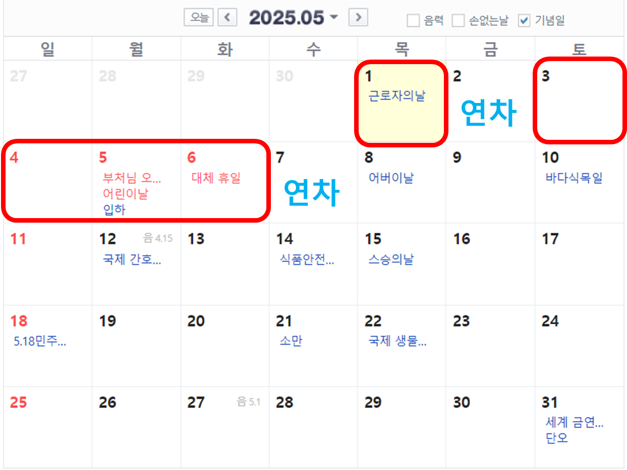 2025년 대체공휴일 및 황금연휴 미리 확인하기