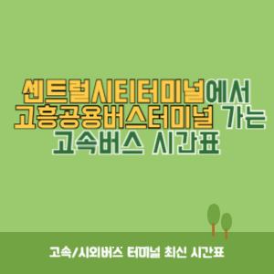 센트럴시티터미널에서 고흥공용버스터미널 가는 고속버스 시간표 최신정보