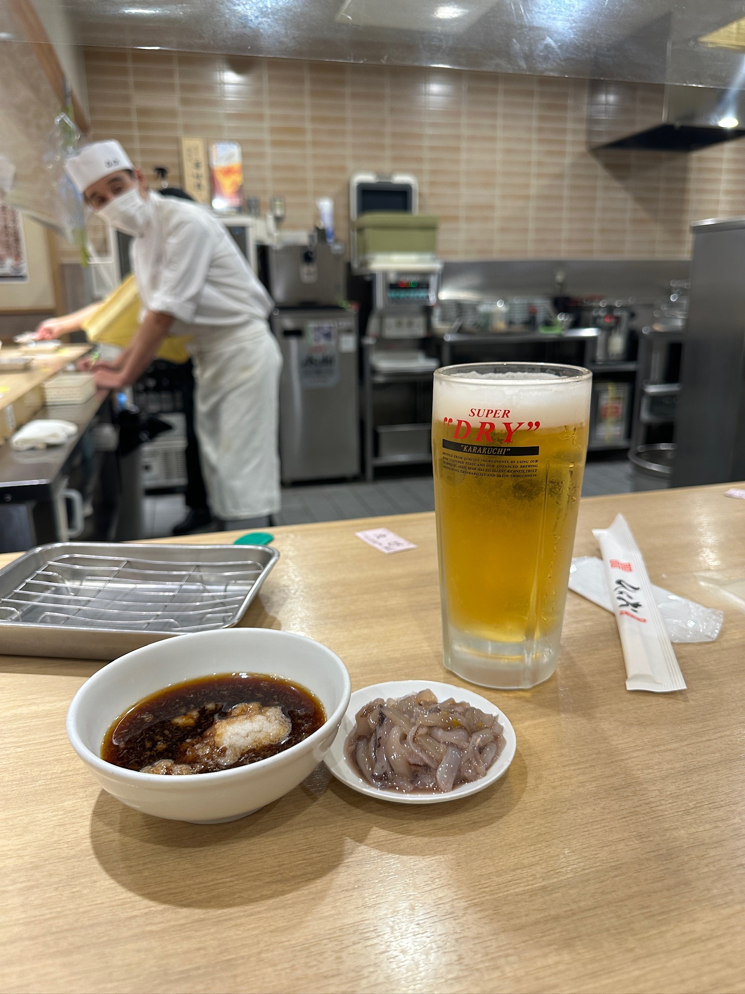 텐푸라 히라오 다이묘점 맥주랑 기본반찬