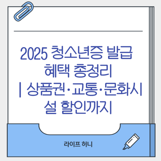 2025 청소년증 발급 혜택 총정리