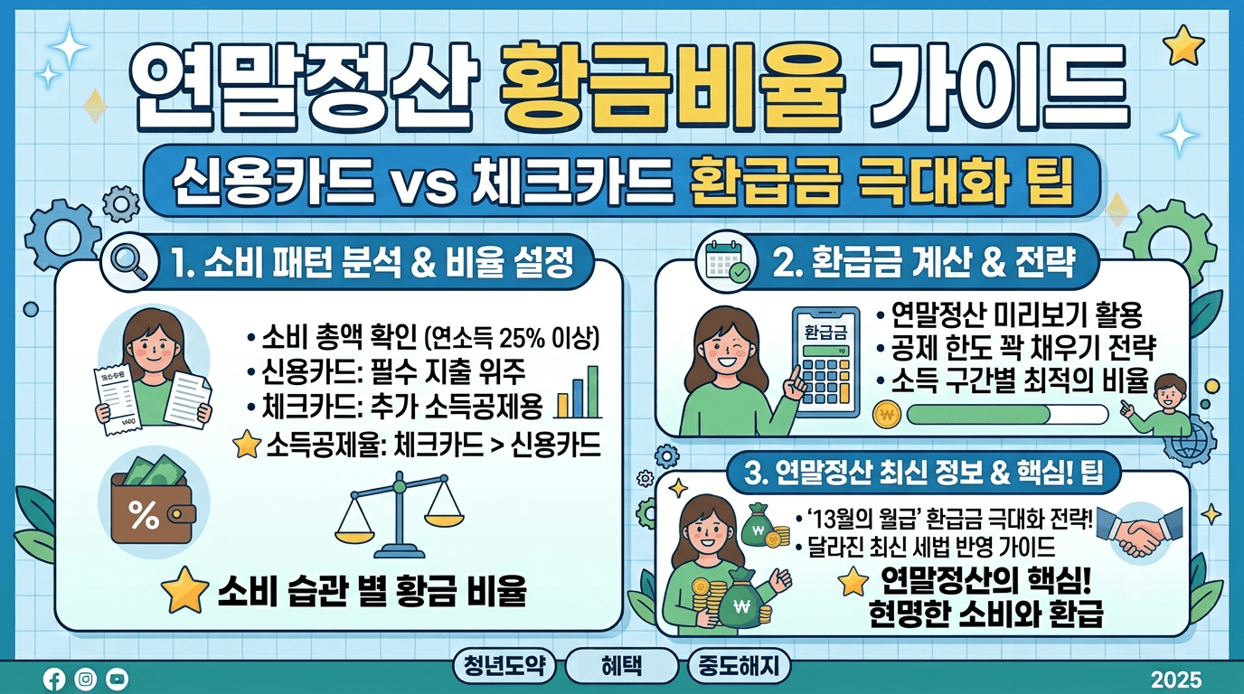 연말정산 신용카드 체크카드 황금비율｜13월의 월급 환급금 극대화 팁