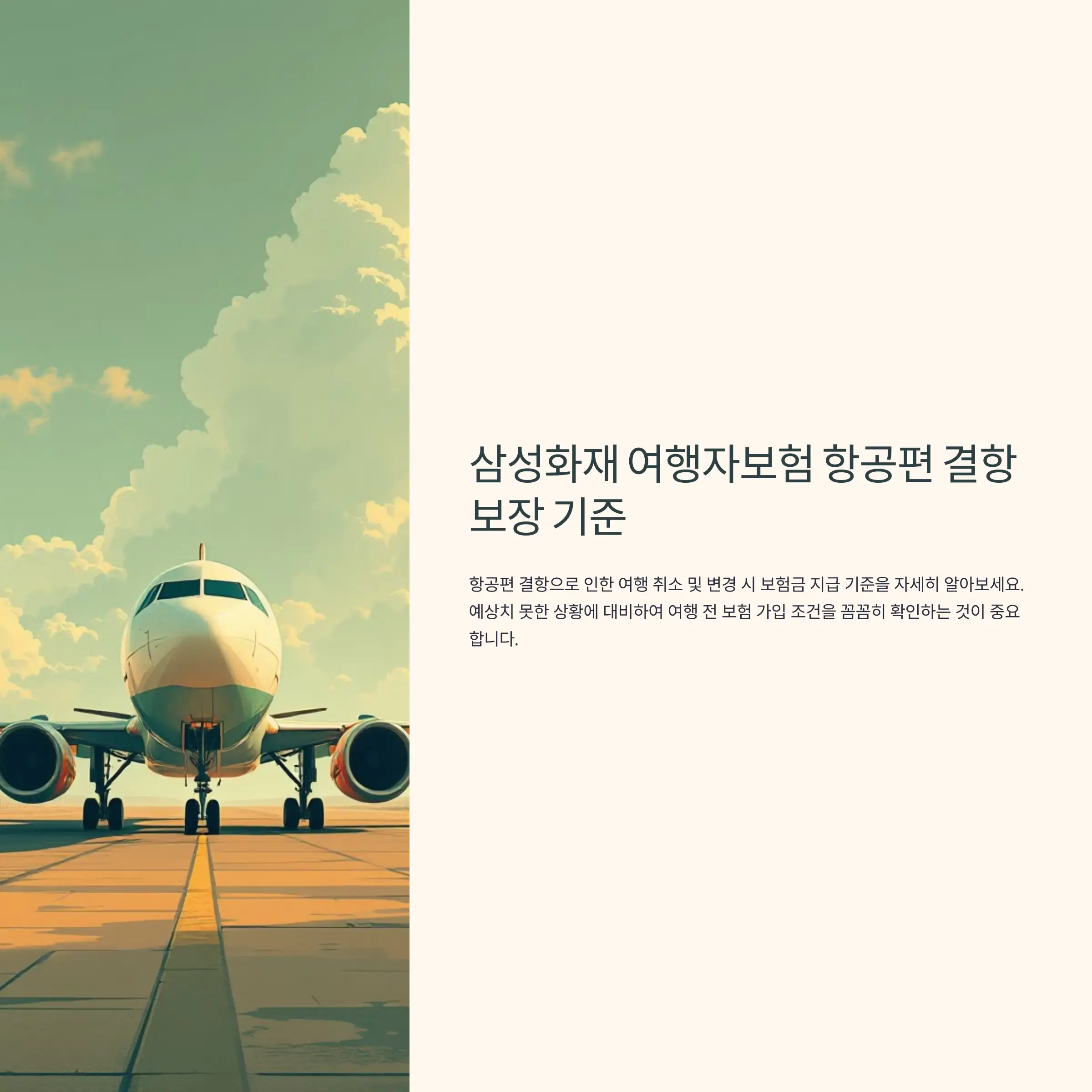 삼성화재 여행자보험 항공편 결항 보장 기준