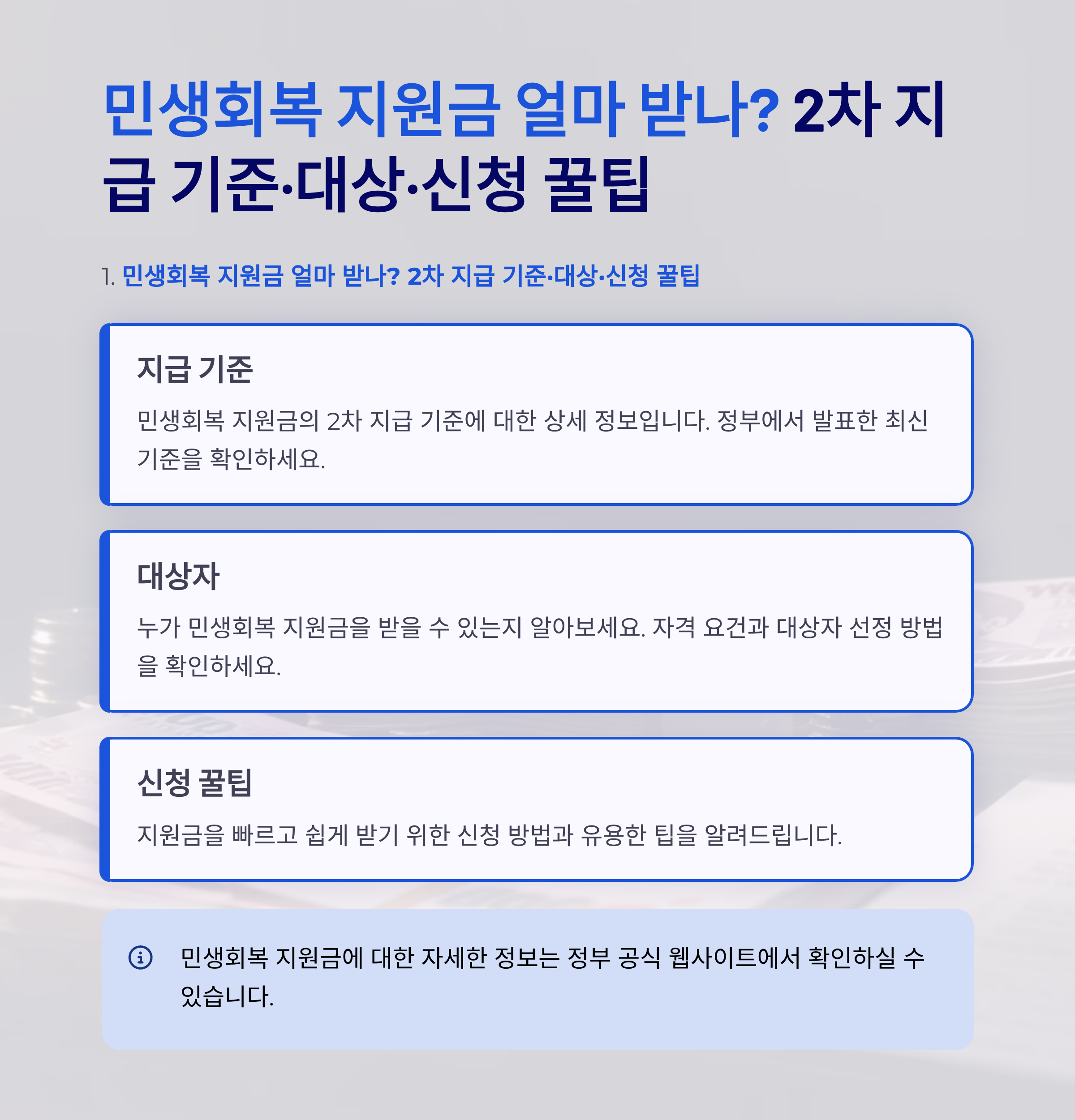 민생회복 지원금 얼마 받나? 2차 지급 기준과 신청 꿀팁 총정리