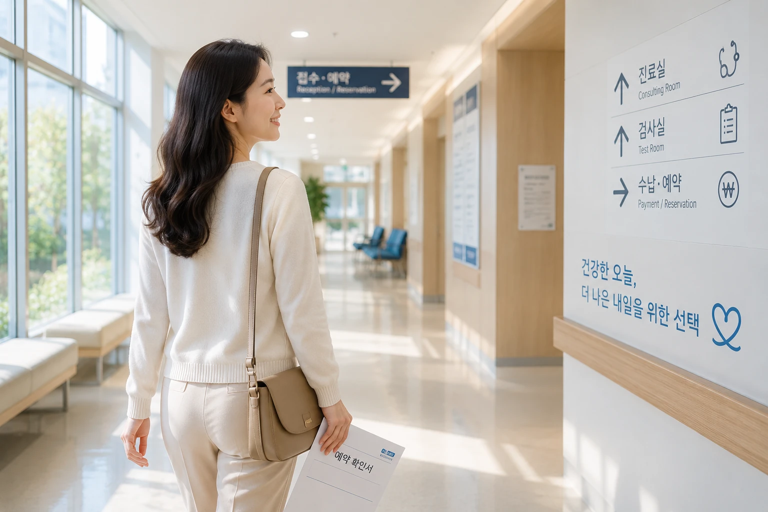 정기검진 예약을 마치고 병원을 나서는 환자