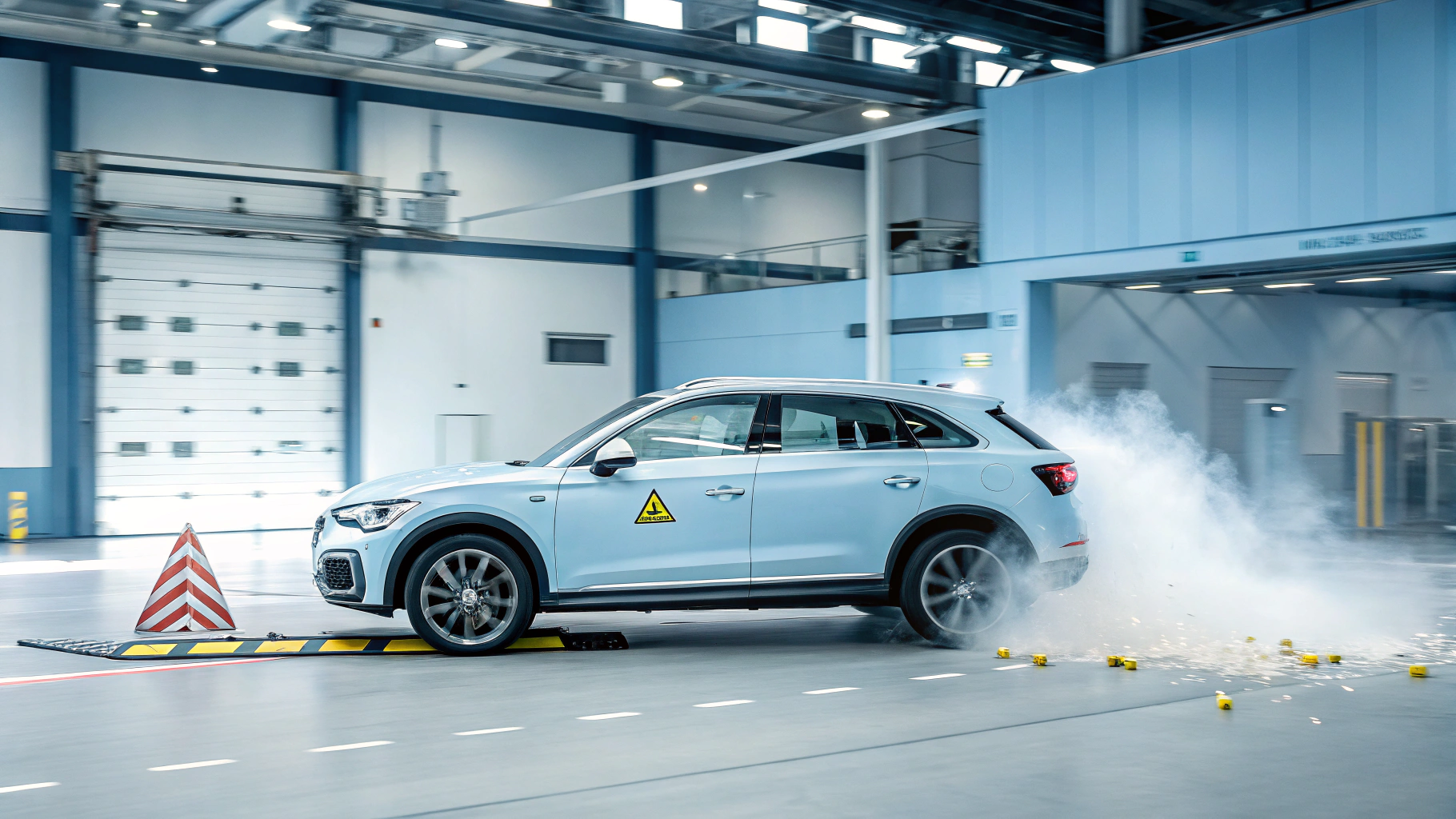 에어백 테스트하는 자동차의 모습